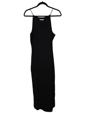 Bar III Black Apron Neck Midi Dress - Medium Minimalist Spaghetti Strap - NWT